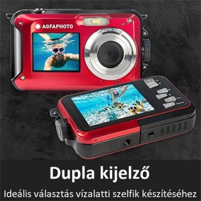 Fotoaparát, kompaktný, digitálny, vodeodolný, AGFAPHOTO "WP8000", červená