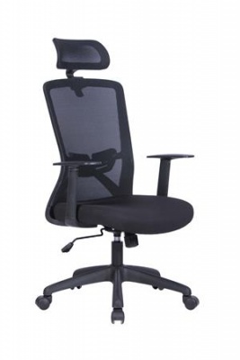 Kancelárska stolička, čalúnenie, nastaviteľná opierka hlavy, "Joy", čierna