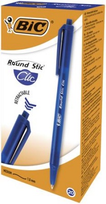 Guľôčkové pero, 0,32 mm, stláčací mechanizmus, BIC "Round Stic Clic", modré