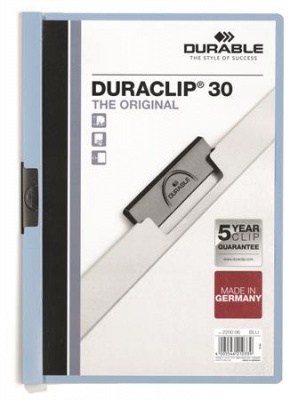 Rýchloviazač, s klipom, A4, DURABLE "DURACLIP® 30", modrý