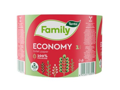 Toaletný papier, 2-vrstvový, malý kotúč, 36 kotúčov, TENTO "Family Economy", prírodná