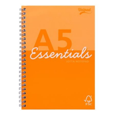 Špirálový zošit, A5, linajkový, 80 listov, PUKKA PAD "Unipad Essentials Jotta", mix