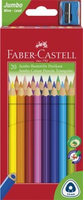 Farebné ceruzky, sada, trojhranný tvar, FABER-CASTELL "Jumbo", 20 rôznych farieb