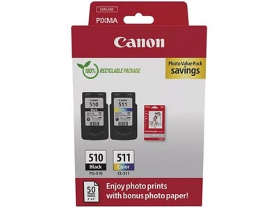 PG510/CL511 atramentová náplň multipack + GP-501 fotopapier, pre Pixma MP240 tlačiarne, CANON, čierna, farebná,