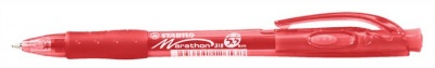 Guľôčkové pero, 0,4 mm, stláčací mechanizmus, STABILO "Marathon", červené