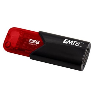 USB kľúč, 256GB, USB 3.2, EMTEC "B110 Click Easy", čierna-červená